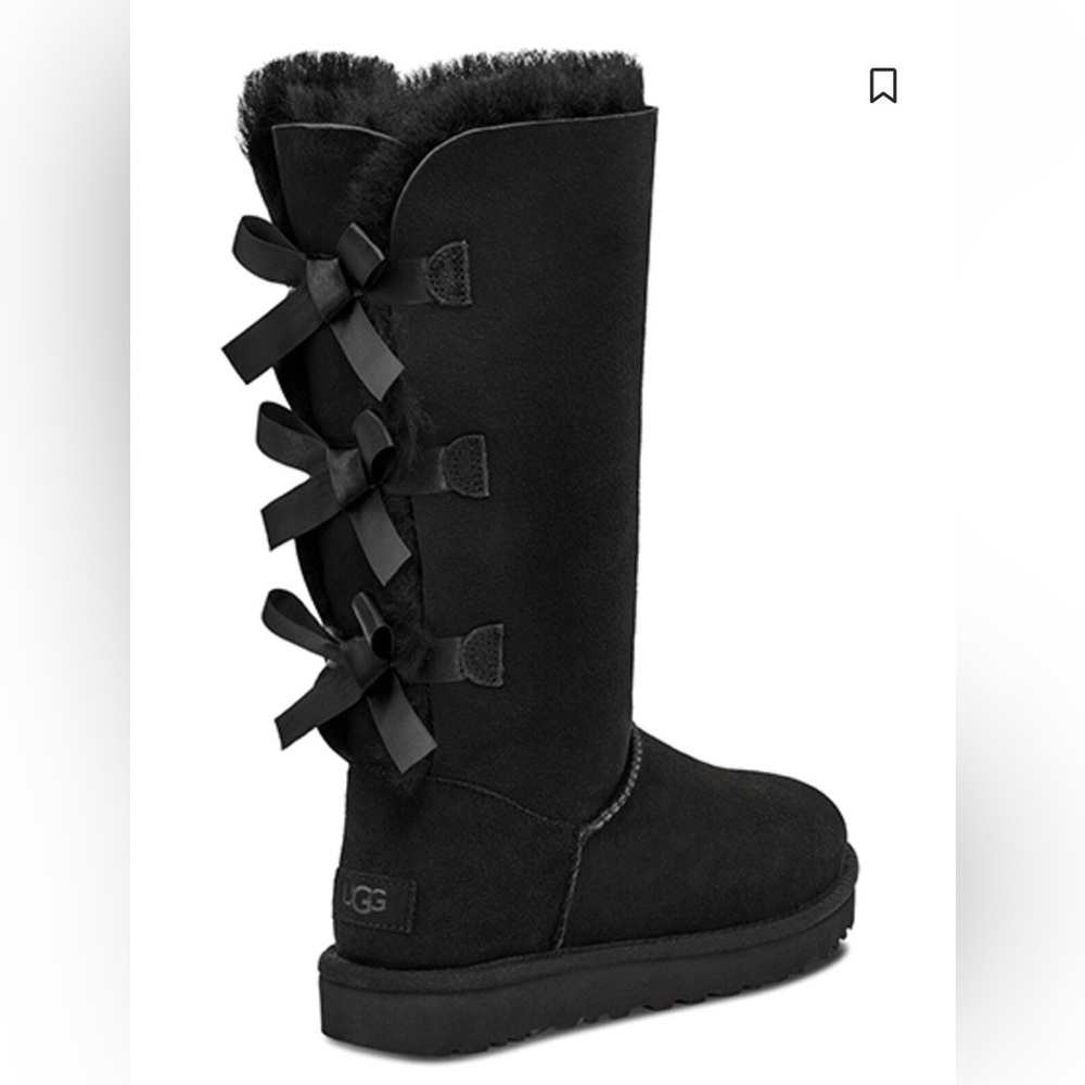 UGG Classic Black Boots with Ribbon Accents